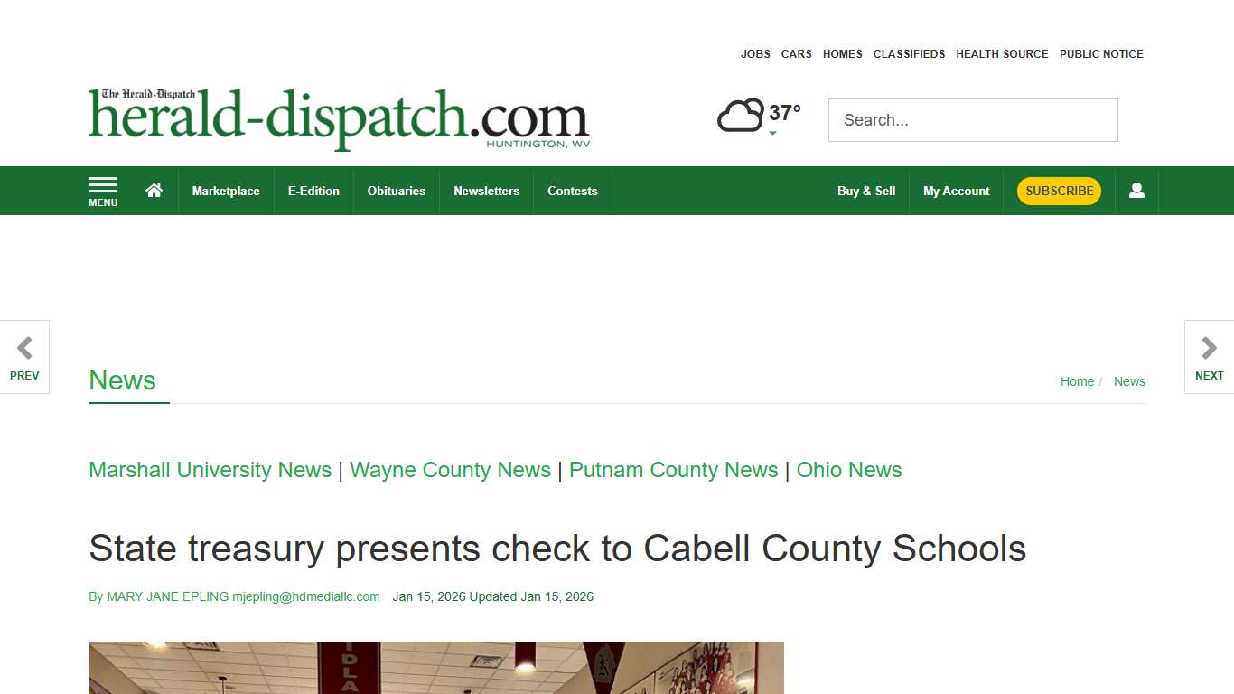 Treasurer presents unclaimed property check to Cabell BOE | News | herald-dispatch.com