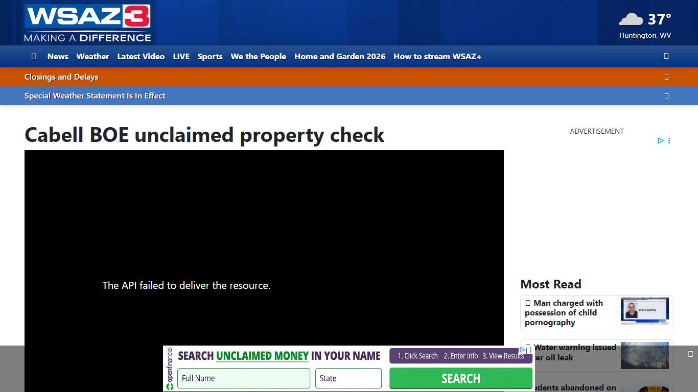 Cabell BOE unclaimed property check